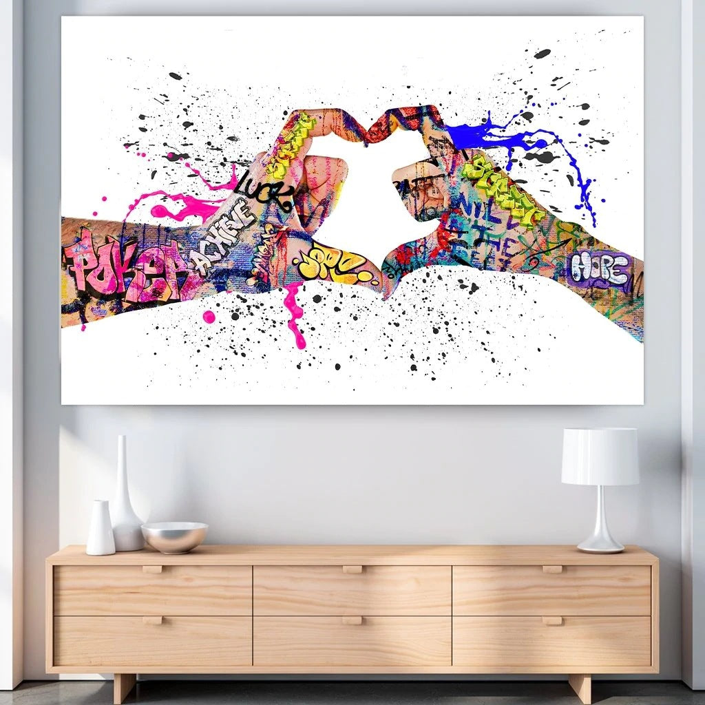 Resonance of Hearts - Love Gesture Canvas Art Painting