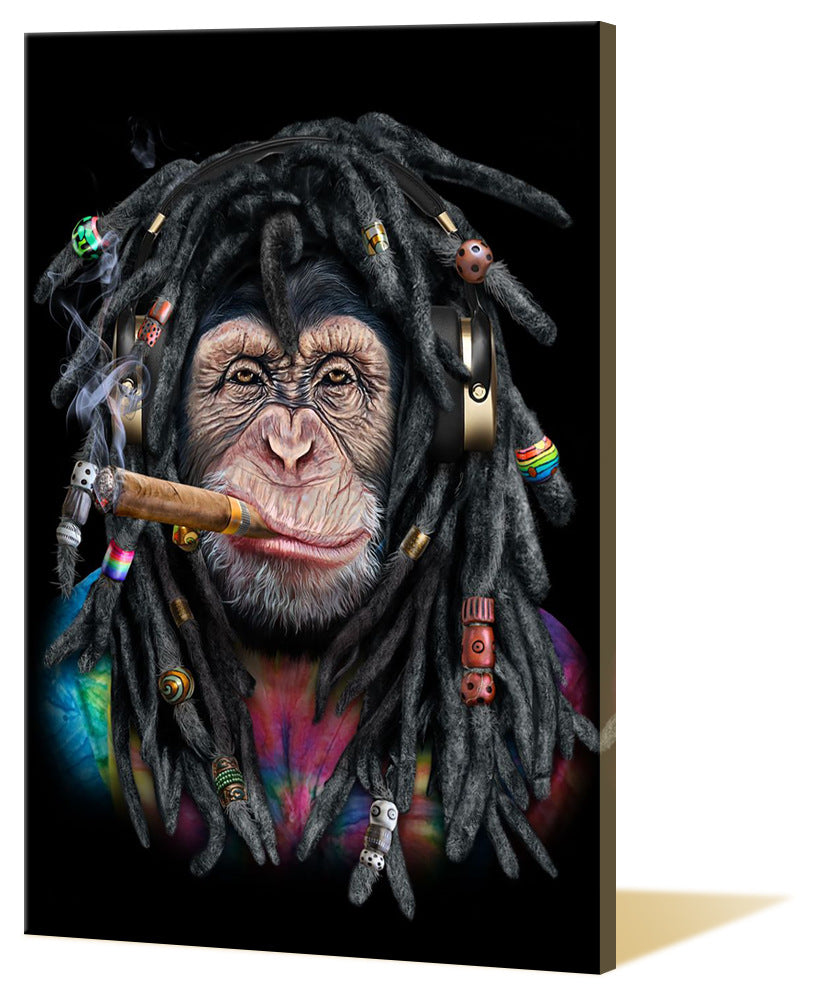 Smoking Monkey Canvas Art Painting