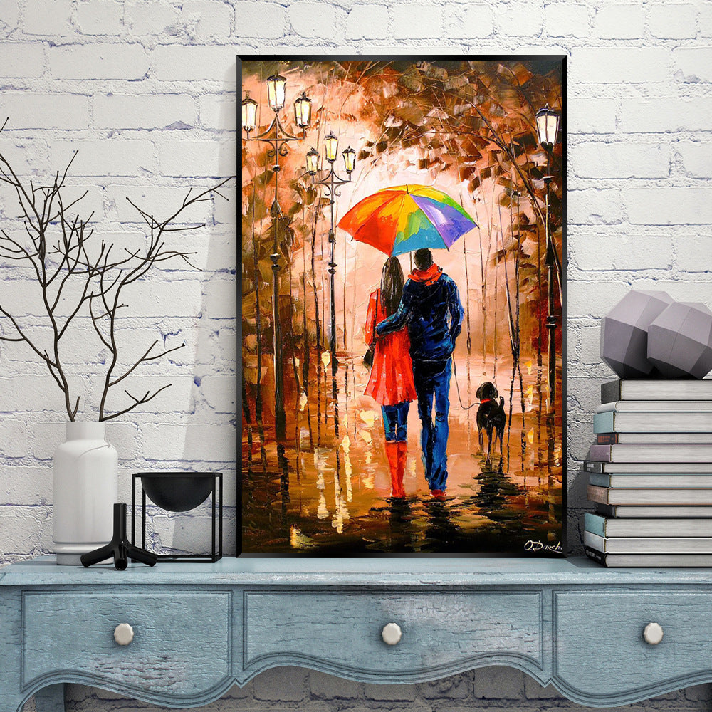 Couple with Umbrellas Canvas Art Painting