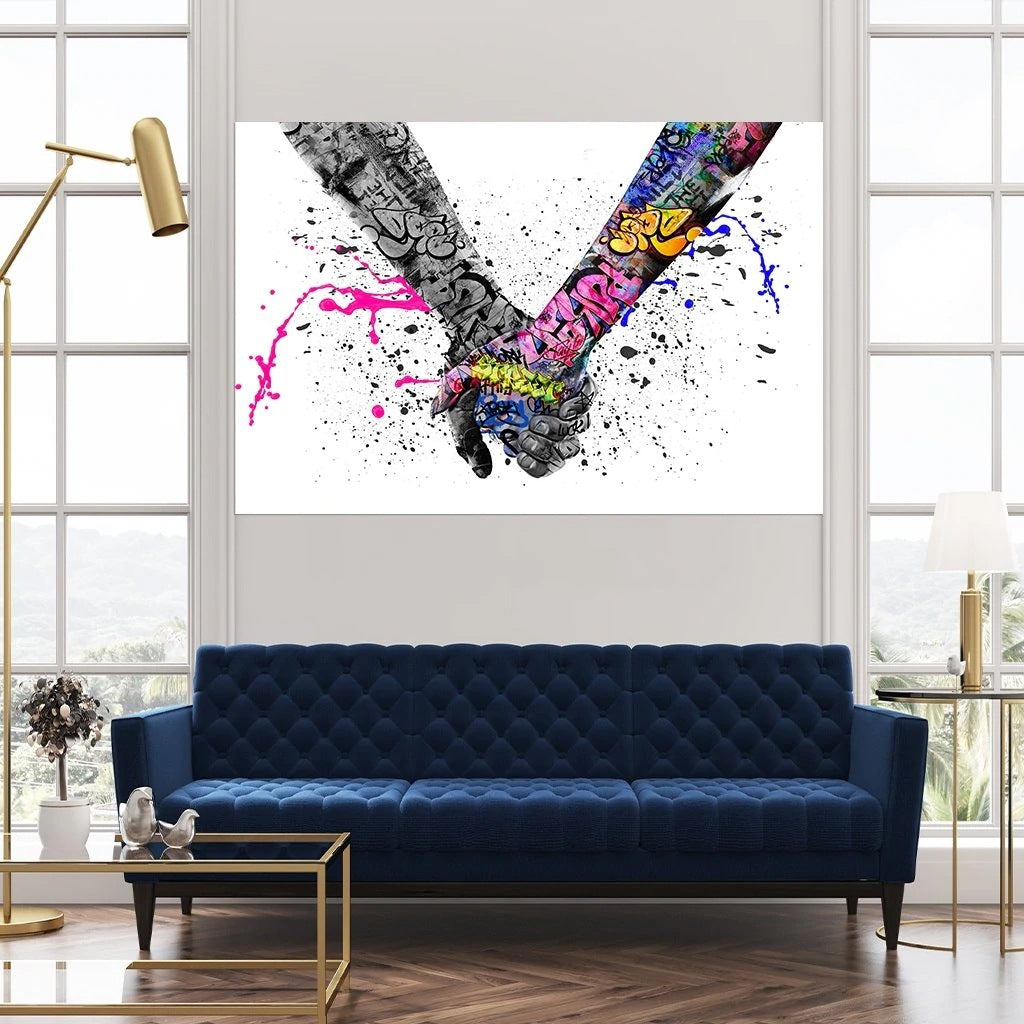 The Temperature Between Your Fingers - Holding Hands Canvas Wall Art