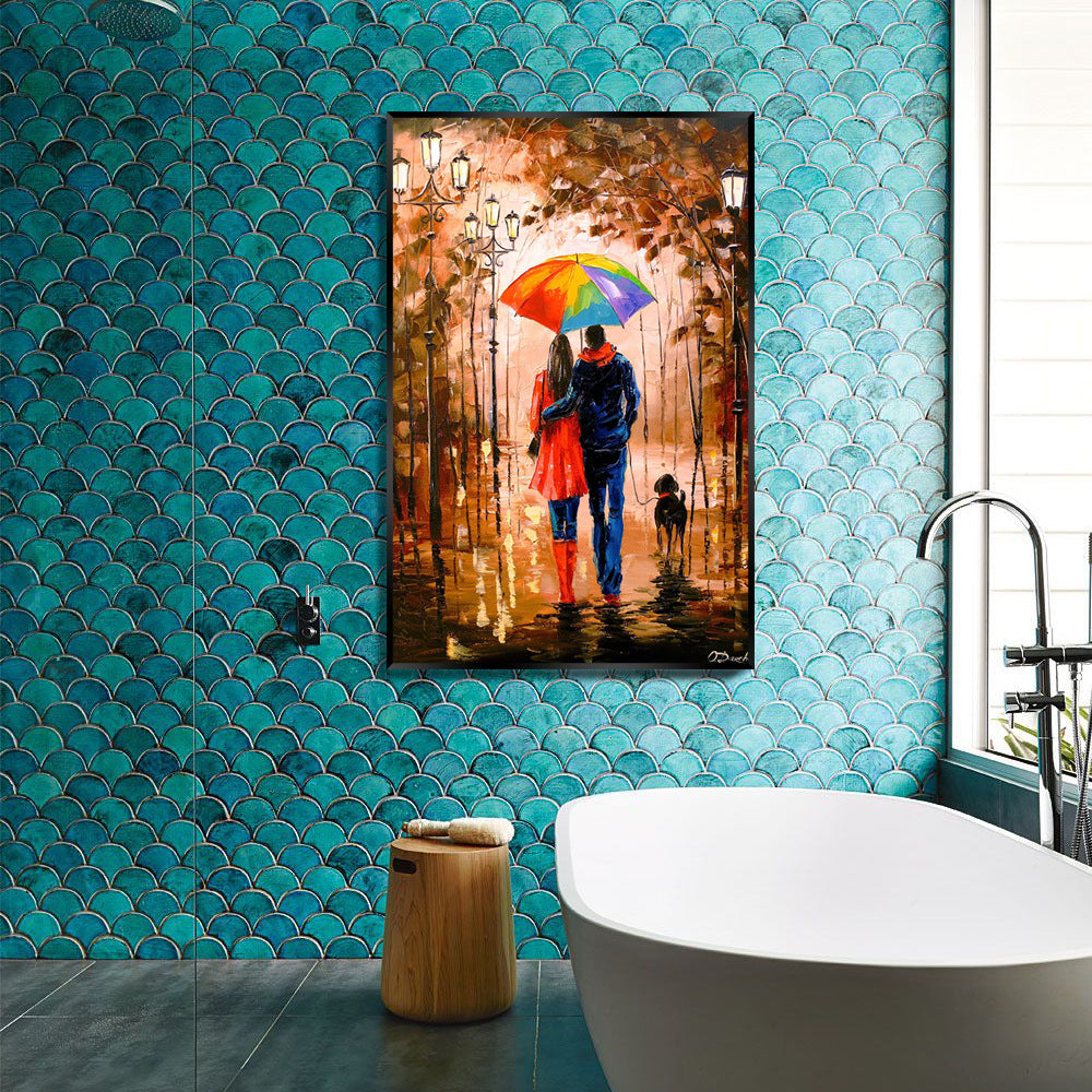 Couple with Umbrellas Canvas Art Painting