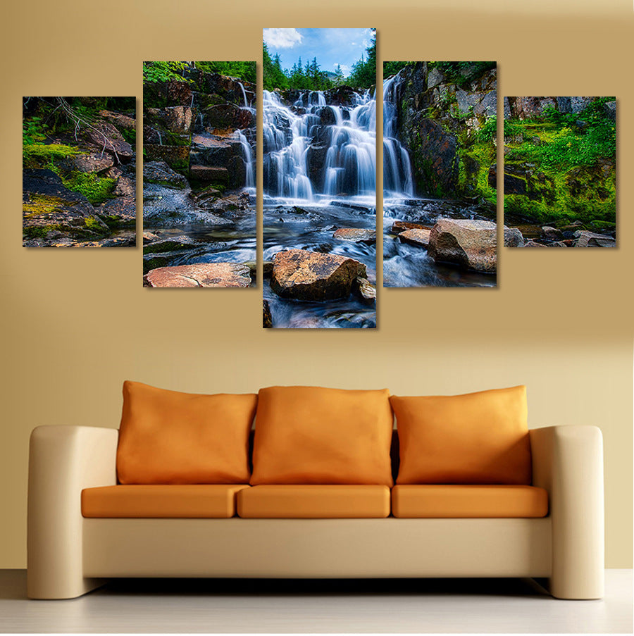 Waterfalls and Stones - Canvas Wall Art Painting