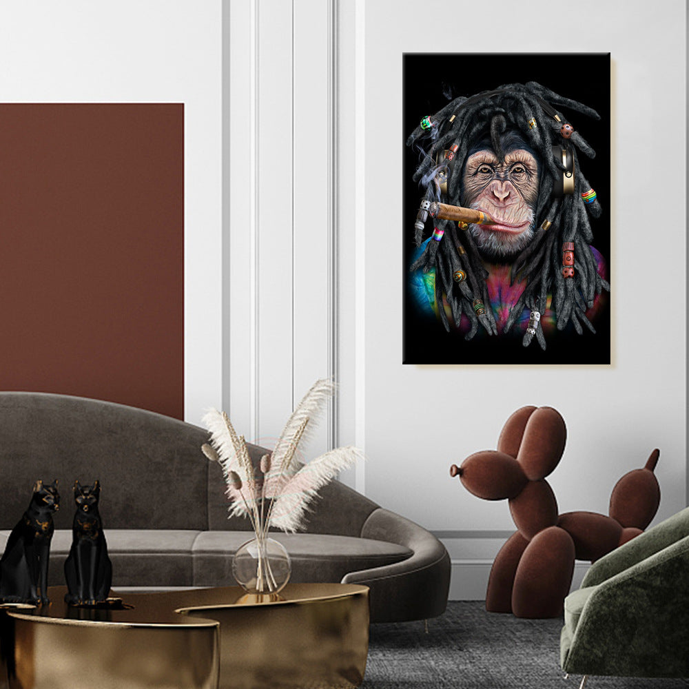 Smoking Monkey Canvas Art Painting