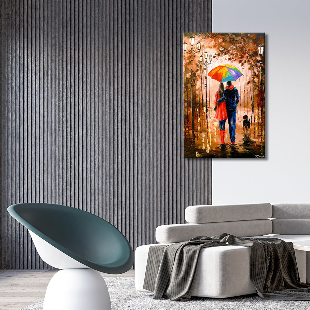 Couple with Umbrellas Canvas Art Painting
