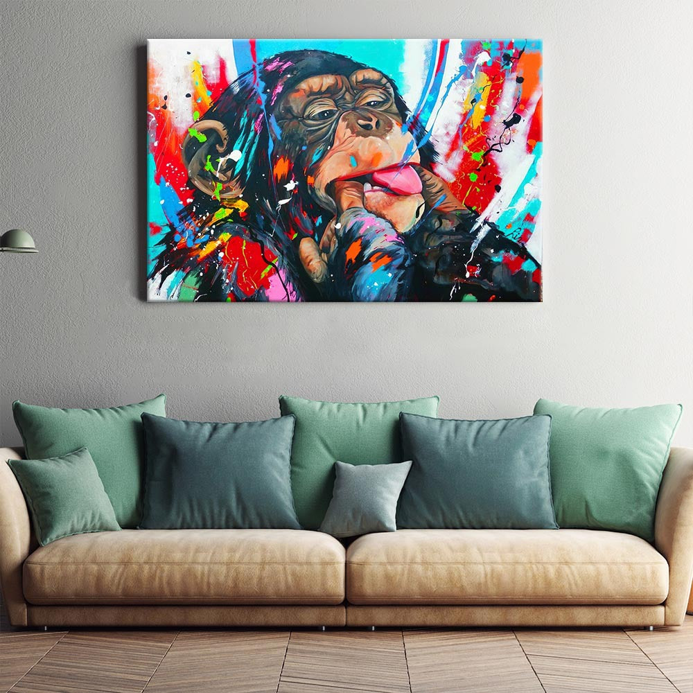 Colorful Orangutan Canvas Art Painting