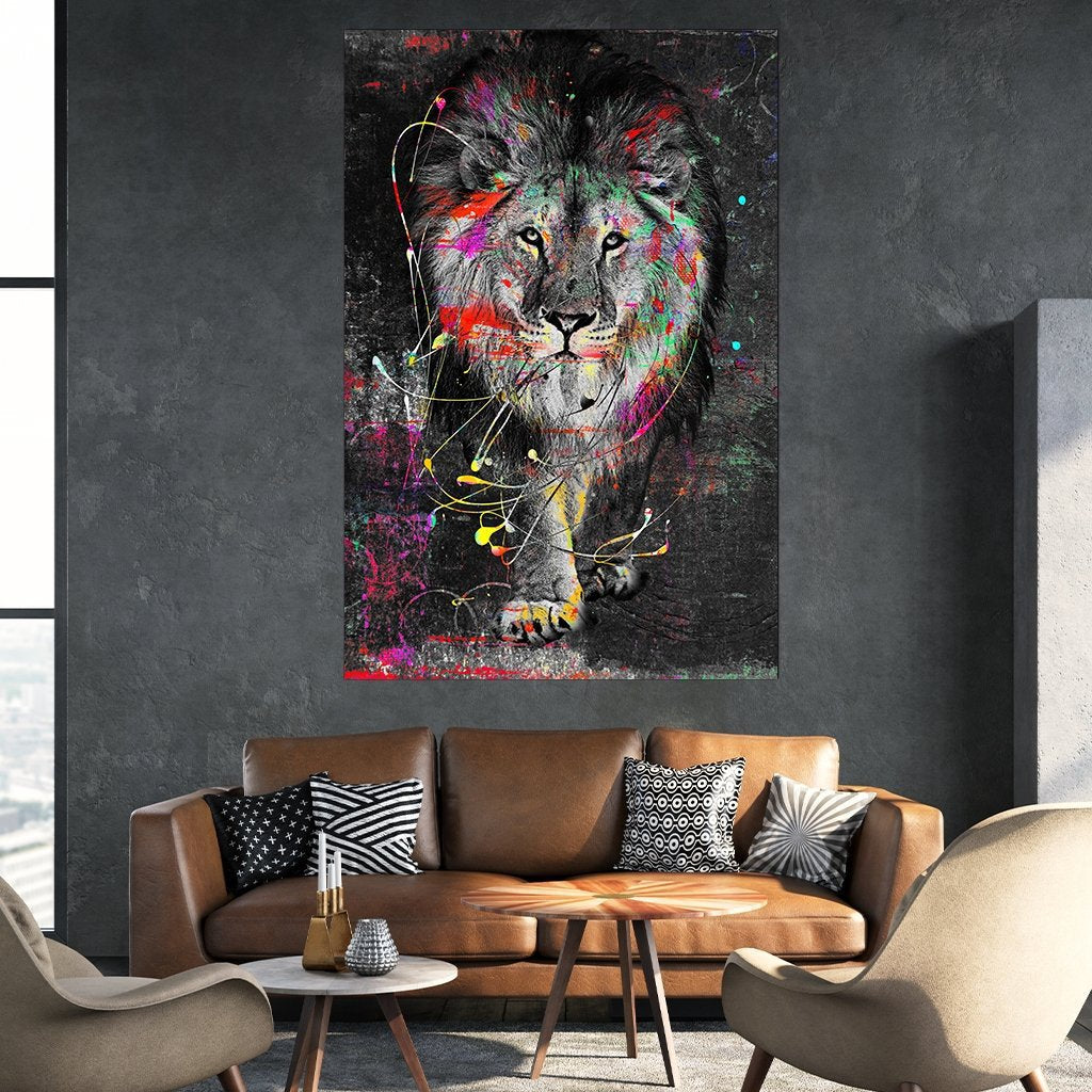 Monarch of the Savannah - Lion Canvas Wall Art