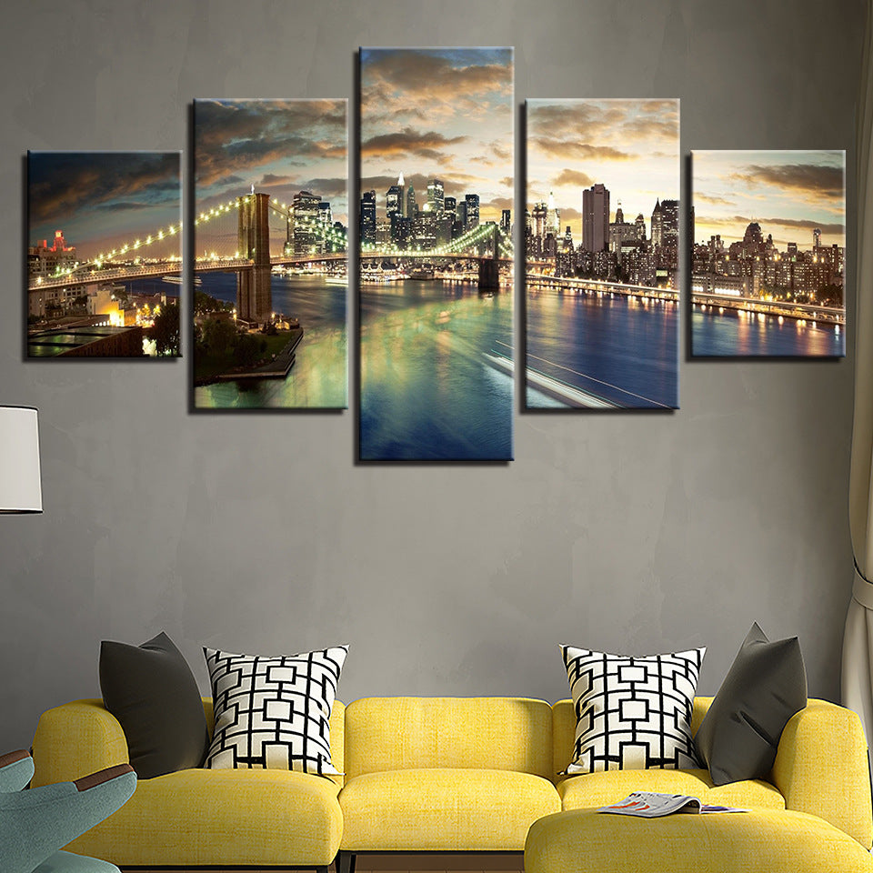 City Bridges at Night - Canvas Wall Art Painting