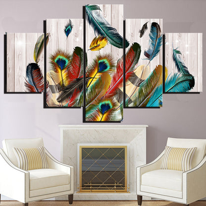 Colorful Peacock Feathers - Canvas Wall Art Painting