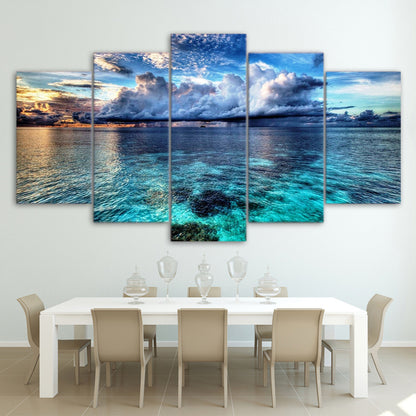 Blue Sea with Clouds - Canvas Wall Art Painting