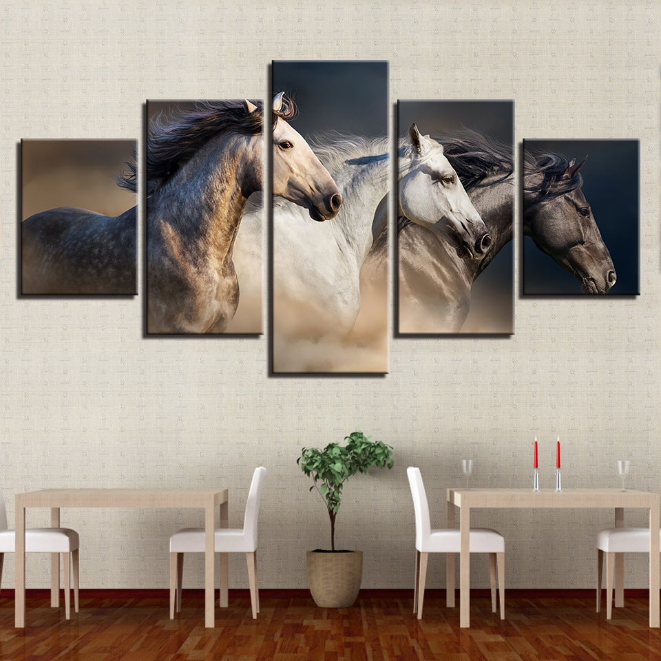 Set of Three Running Horses - Wall Art on Canvas