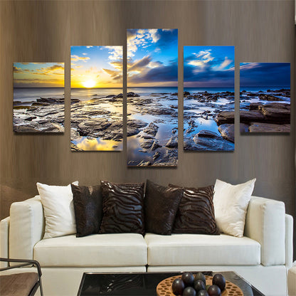 Sunrise Beach Stones - Canvas Wall Art Painting