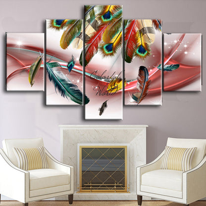 Colorful Abstract Feather - Canvas Wall Art Painting