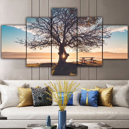 Dusk Sunset Big Tree   - Canvas Wall Art Painting