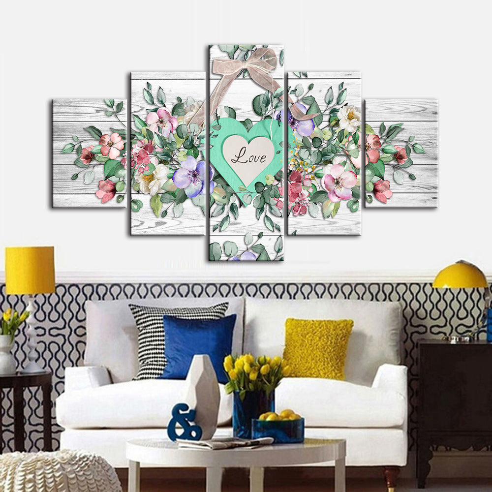 Heart Shaped Flowers - Canvas Wall Art Painting