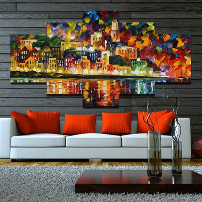 Abstract City Architectural Landscape - Canvas Wall Art Painting