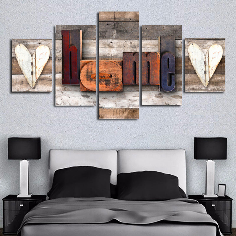 Heart Shaped HOME Letters - Canvas Wall Art Painting