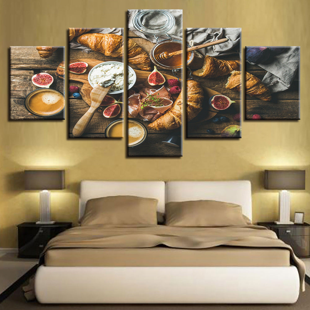 Honey Croissant with Fig Coffee - Canvas Wall Art Painting