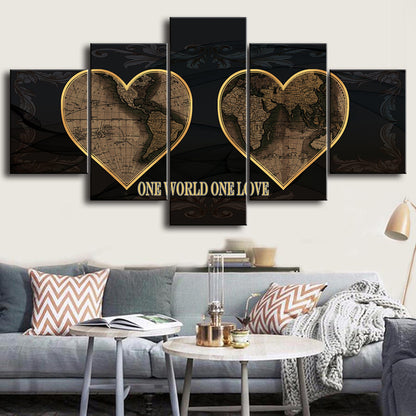 Heart-Shaped Map - Canvas Wall Art Painting