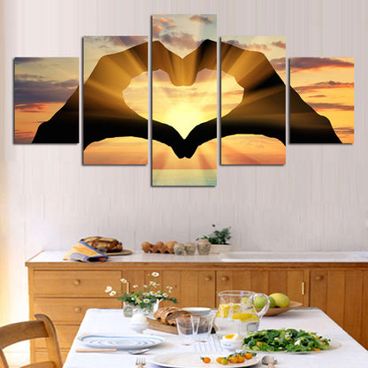 Sunset Hearts Hand Painted - Canvas Wall Art