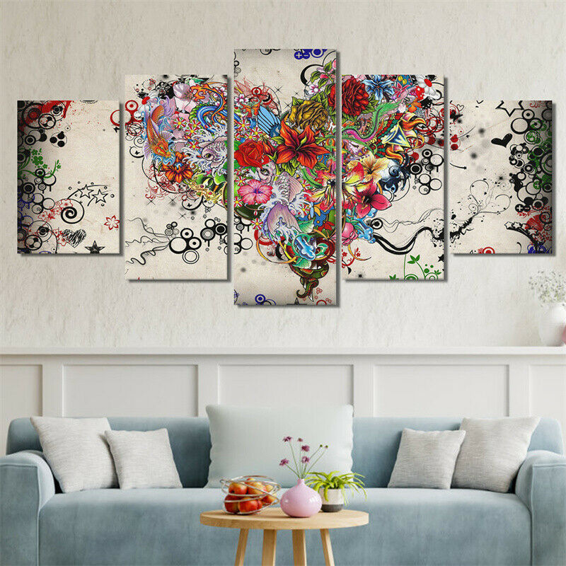 Heart Shaped Flowers - Canvas Wall Art Painting