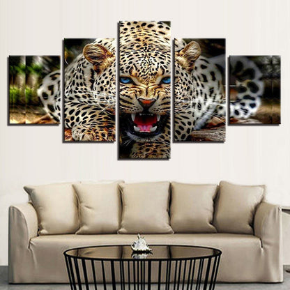 Ferocious blue Eyed Leopard - Canvas Wall Art Painting