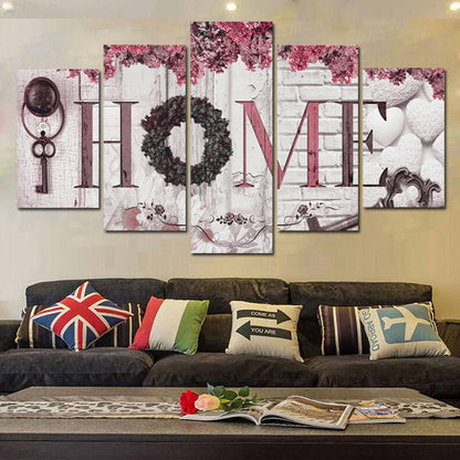 Floral HOME Letters - Canvas Wall Art Painting