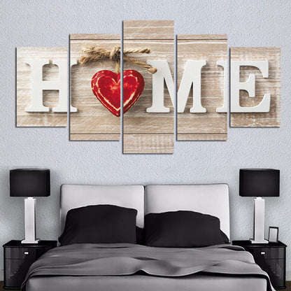 Red Heart HOME Letters - Canvas Wall Art Painting