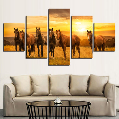 Sunset Horses - Canvas Wall Art Painting