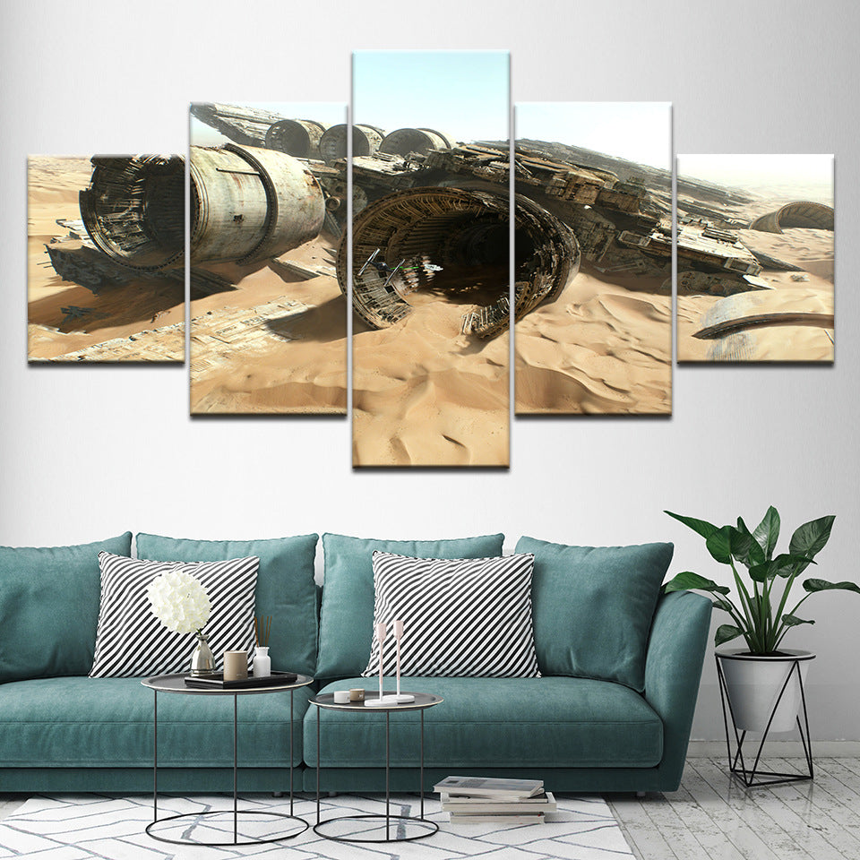 Space Ship in the Desert - Canvas Wall Art Painting