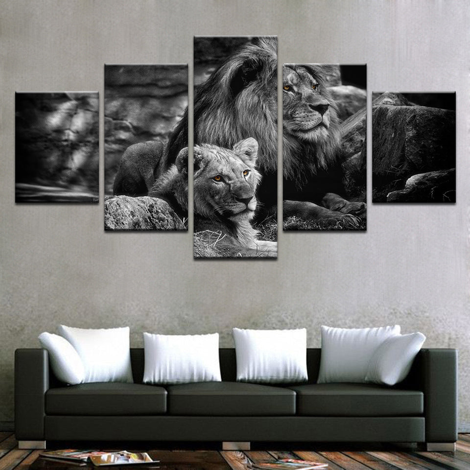 Two Lions  - Canvas Wall Art Painting