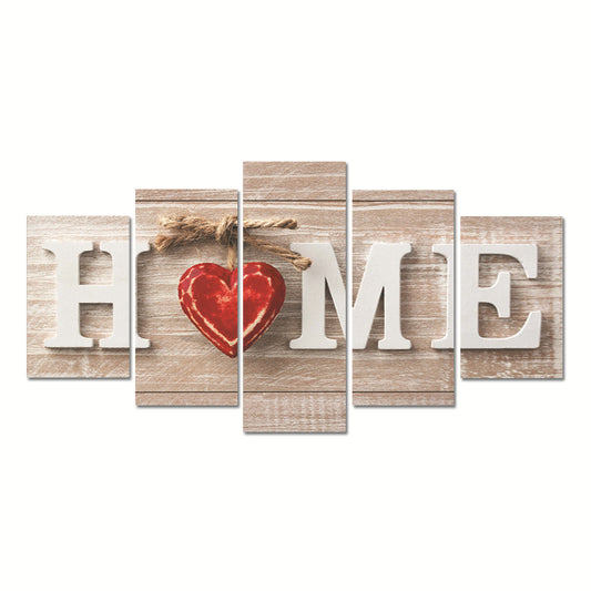 Red Heart HOME Letters - Canvas Wall Art Painting