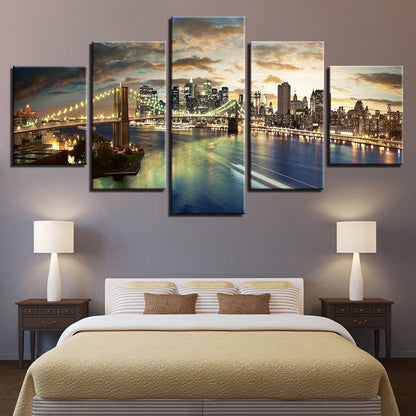 City Bridges at Night - Canvas Wall Art Painting