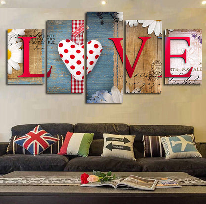 Heart Shaped Letters LOVE - Canvas Wall Art Painting