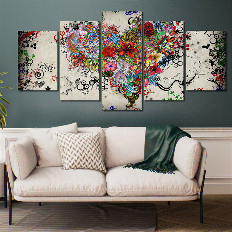 Heart Shaped Flowers - Canvas Wall Art Painting