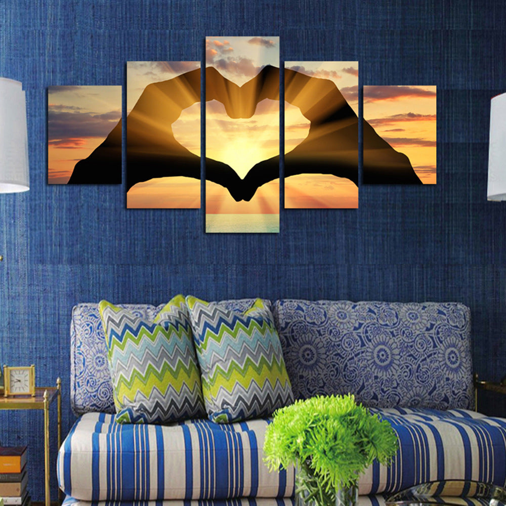 Sunset Hearts Hand Painted - Canvas Wall Art