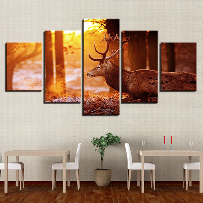 Dusk Forest Elk  - Canvas Wall Art Painting