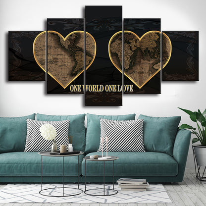 Heart-Shaped Map - Canvas Wall Art Painting