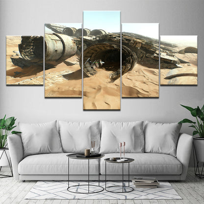 Space Ship in the Desert - Canvas Wall Art Painting