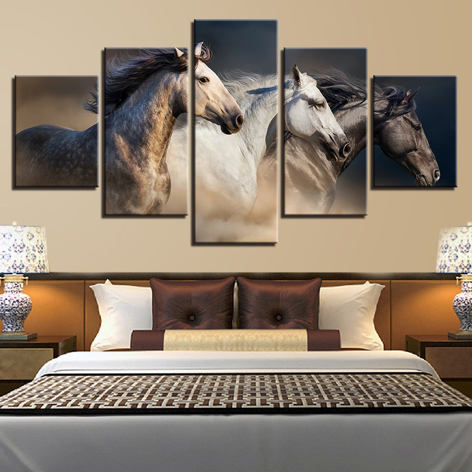 Set of Three Running Horses - Wall Art on Canvas