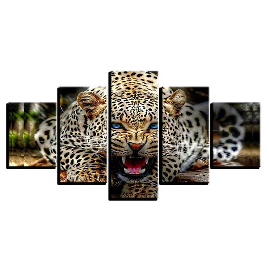 Ferocious blue Eyed Leopard - Canvas Wall Art Painting