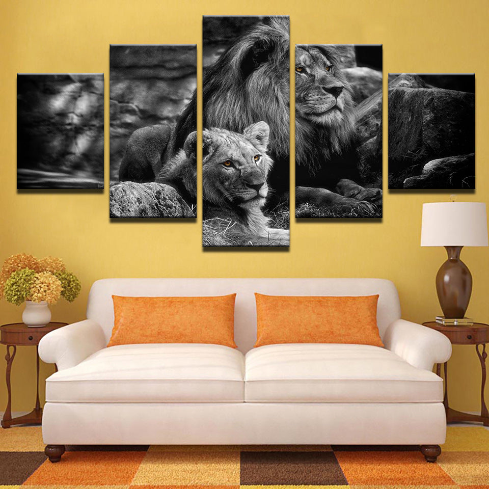 Two Lions  - Canvas Wall Art Painting