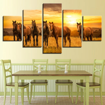 Sunset Horses - Canvas Wall Art Painting