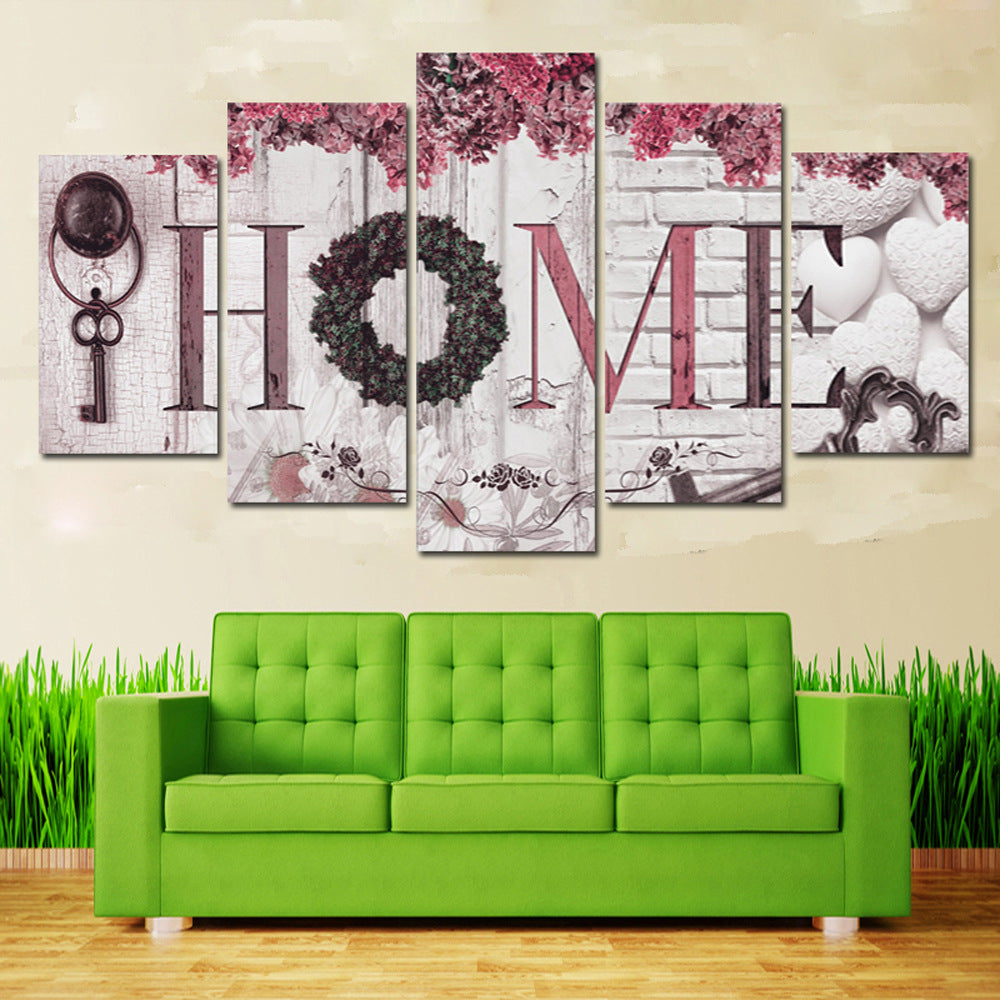 Floral HOME Letters - Canvas Wall Art Painting