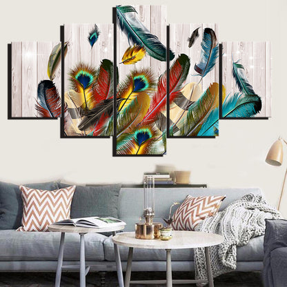 Colorful Peacock Feathers - Canvas Wall Art Painting