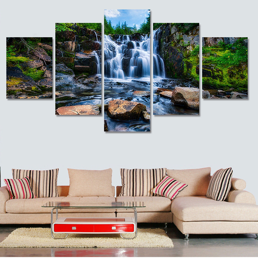 Waterfalls and Stones - Canvas Wall Art Painting