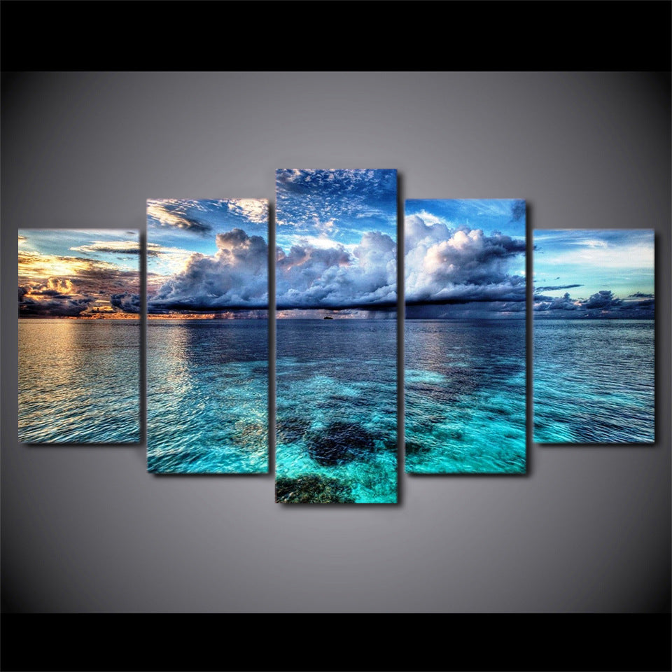 Blue Sea with Clouds - Canvas Wall Art Painting