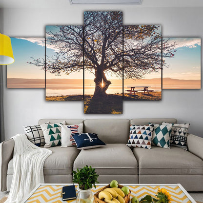 Dusk Sunset Big Tree   - Canvas Wall Art Painting