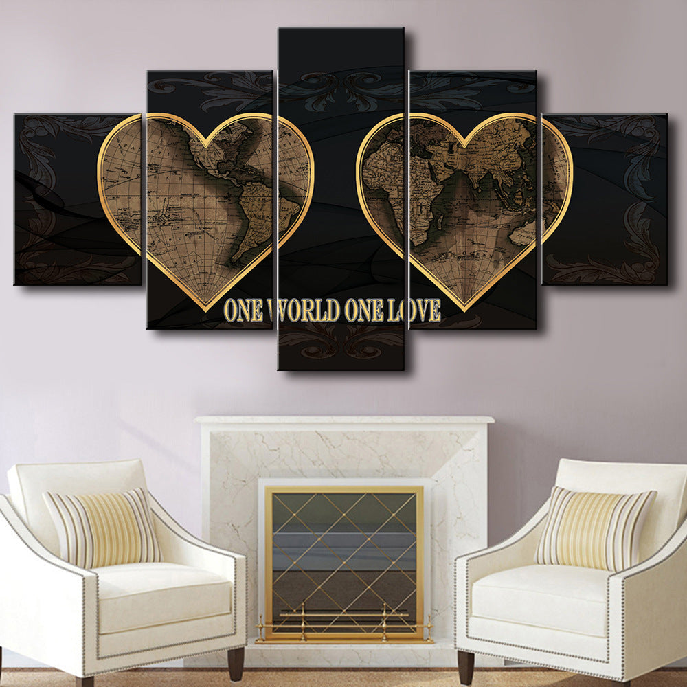 Heart-Shaped Map - Canvas Wall Art Painting