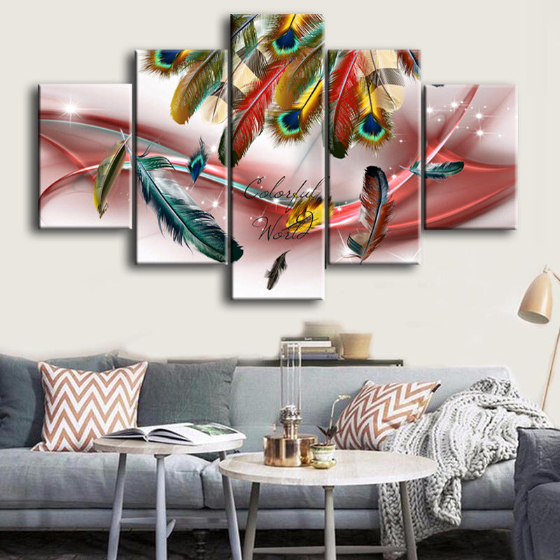 Colorful Abstract Feather - Canvas Wall Art Painting