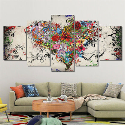 Heart Shaped Flowers - Canvas Wall Art Painting